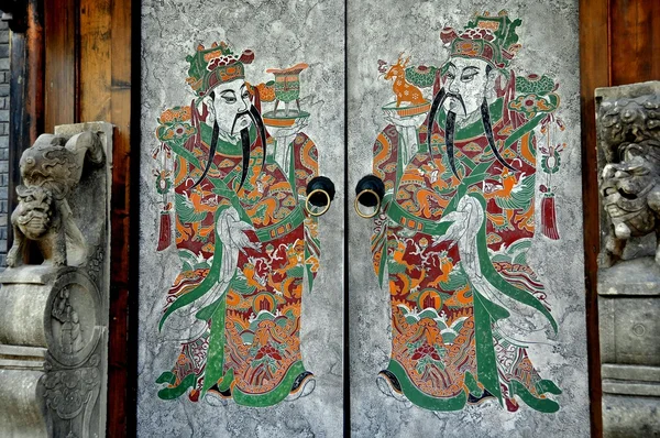 Chengdu, China: Painted Door Panels in Old Town — Stock Photo, Image