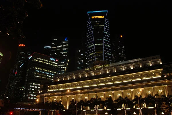 Singapur: City Skyline w nocy — Zdjęcie stockowe