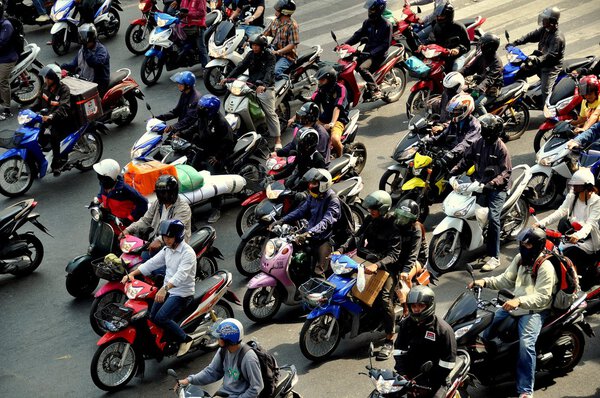 Bangkok, Thailand: People on Motorbikes