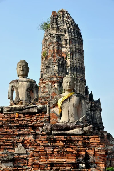 Ayutthaya, Thailand: Boeddhabeelden op Wat Chai Watthanaram — Stockfoto