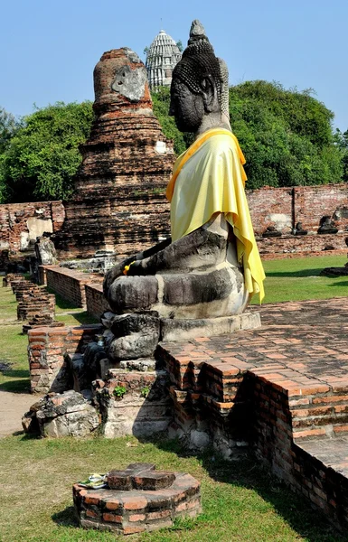 Ayutthaya, Thailand: Buddha vid Wat Mahathat — Stockfoto