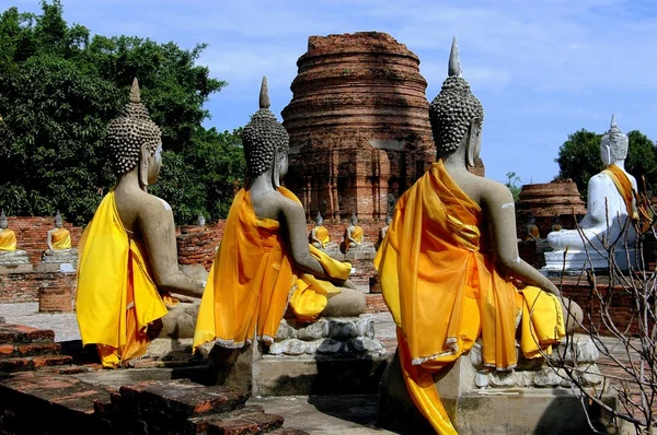 Ayutthaya, thailand: buddhas im wat yai chai mongkon — Stockfoto