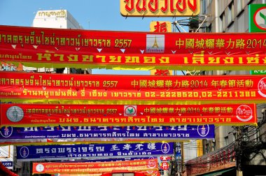 Bangkok, Tailandia: banner del Capodanno cinese a chinatown