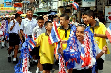 Bangkok, Tayland: Öğrenci Parade Khao San Road