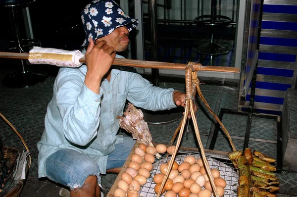 Bangkok, Thailand: Vendor Selling Eggs on Sidewalk