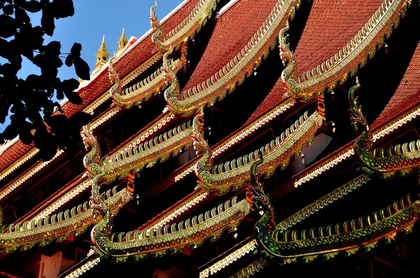 Чиангмай, Таиланд: Wat Ku Tao Roofs — стоковое фото
