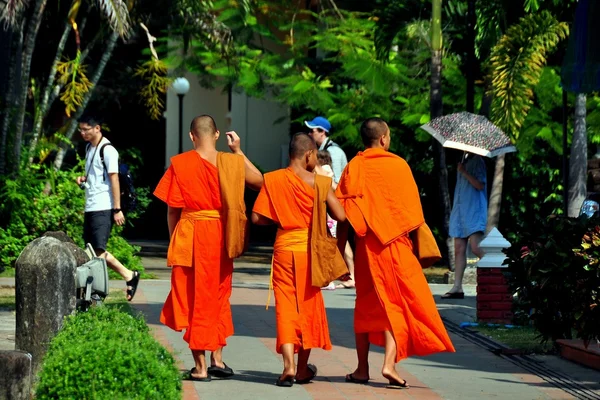 Chiang Mai, Tailandia: Tres monjes en Wat Phra Singh — Foto de Stock