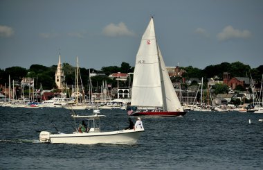 Newport, RI: Sail Boat on Narragansett Bay clipart