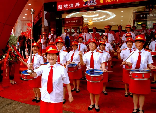 Pengzhou, China: Women's Waist Drum Band — Stock Photo, Image