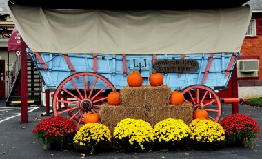 Bird-in-Hand, Pennsylvania: Conestoga Wagon and Fall Decorations