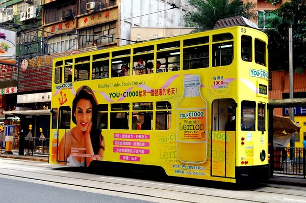 Hong Kong, China: Des Voeux Road Straßenbahn — Stockfoto