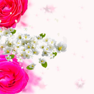 Soyut çiçekli davetiye. Çiçeklerle zarif bir desen. Soyut tebrik kartı. Grunge ya da retro tarzında tebrik kartı. Şablon 8 Mart, düğün, Sevgililer Günü, Anneler Günü