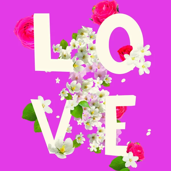 Nunta Floare Elemente Design Dragoste Aspect Creativ Flori Colorate Frunze — Fotografie, imagine de stoc