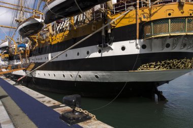 direk, Amerigo Vespucci, renkleri, ip, Cenova, İtalya, ahşap, gemi, yelken, kukla, minber, Sal, bot, deniz, bayrak 