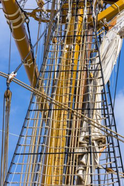 direk, Amerigo Vespucci, renkleri, ip, Cenova, İtalya, ahşap, gemi, yelken, kukla, minber, Sal, bot, deniz, bayrak 