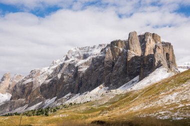 İtalya 'da Trentino Alto Adige' de Sella Geçidi panoraması