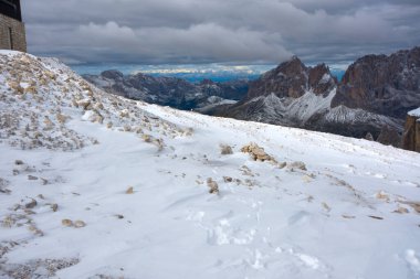 İtalya 'da Trentino Alto Adige' de Sass Pordoi Panorama