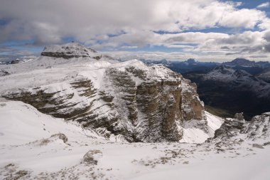 İtalya 'da Trentino Alto Adige' de Sass Pordoi Panorama