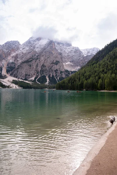 Záblesky Detaily Krajina Jezeře Braies Trentinu Alto Adige Itálii — Stock fotografie