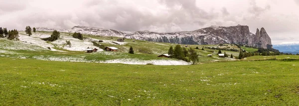 Första Snö Landskap Siusi Alperna Trentino Alto Adige Italien — Stockfoto
