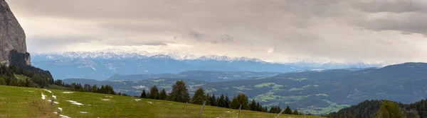 První Sníh Krajině Siusi Alpách Trentinu Alto Adige Itálii — Stock fotografie