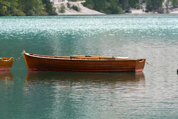 Vislumbres Detalhes Paisagem Lago Braies Trentino Alto Adige Itália — Fotografia de Stock