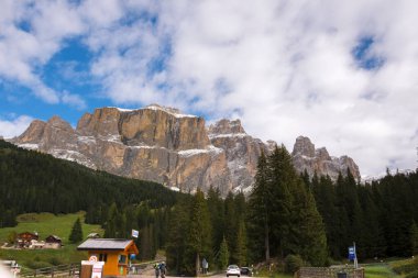 İtalya 'da Trentino Alto Adige' de Sella Geçidi Panorama