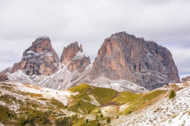 İtalya 'da Trentino Alto Adige' de Sella Geçidi Panorama