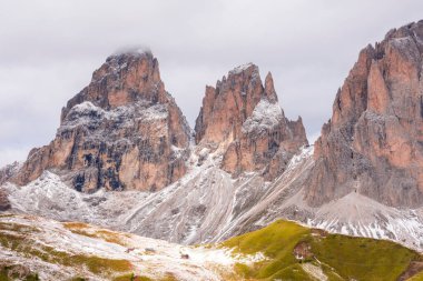 İtalya 'da Trentino Alto Adige' de Sella Geçidi Panorama