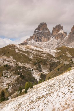 İtalya 'da Trentino Alto Adige' de Sella Geçidi Panorama