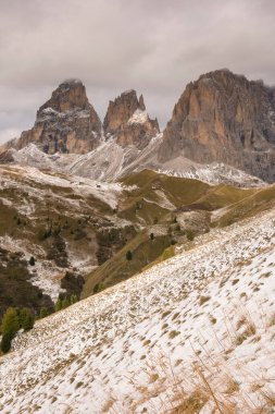 İtalya 'da Trentino Alto Adige' de Sella Geçidi Panorama