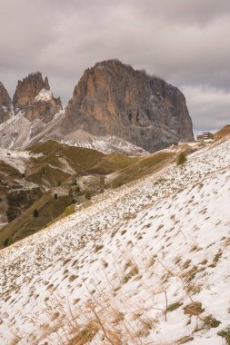 İtalya 'da Trentino Alto Adige' de Sella Geçidi Panorama