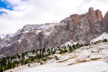 İtalya 'da Trentino Alto Adige' de Sella Geçidi Panorama