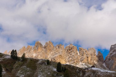 İtalya 'da Trentino Alto Adige' de Sella Geçidi Panorama