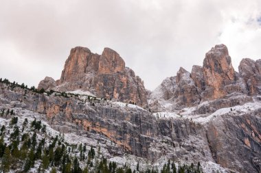 İtalya 'da Trentino Alto Adige' de Sella Geçidi Panorama
