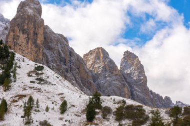 İtalya 'da Trentino Alto Adige' de Sella Geçidi Panorama