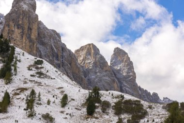 İtalya 'da Trentino Alto Adige' de Sella Geçidi Panorama