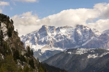 İtalya 'da Trentino Alto Adige' de Sella Geçidi Panorama