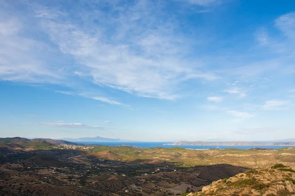 Vista Mar Das Alturas Keratea Por Sol Atenas Greece — Fotografia de Stock