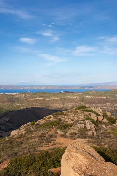 Sea Panorama Heights Keratea Sunset Athens Greece — Stock Photo, Image