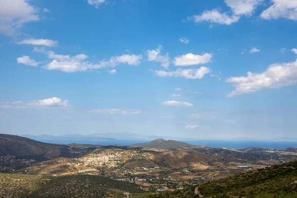 Sea Panorama Heights Keratea Sunset Athens Greece — Zdjęcie stockowe