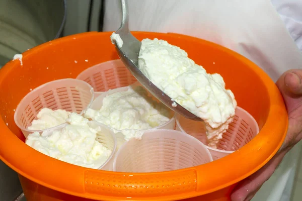 Phases Ricotta Production Cheese Factory Greece — Stock Photo, Image