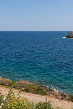 Yunanistan 'ın Keratea kentindeki Daskalio körfezinde deniz manzaralı Panorama