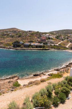Yunanistan 'ın Keratea kentindeki Daskalio körfezinde deniz manzaralı Panorama