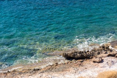 Yunanistan 'ın Keratea kentindeki Daskalio körfezinde deniz manzaralı Panorama