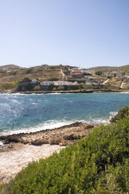 Yunanistan 'ın Keratea kentindeki Daskalio körfezinde deniz manzaralı Panorama