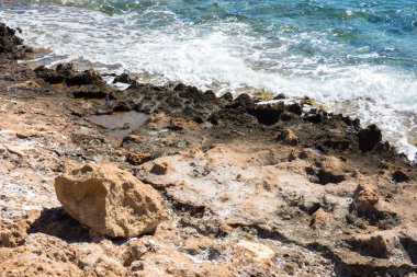 Yunanistan 'ın Keratea kentindeki Daskalio körfezinde deniz manzaralı Panorama