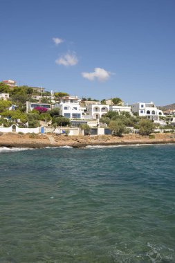 Yunanistan 'ın Keratea kentindeki Daskalio körfezinde deniz manzaralı Panorama