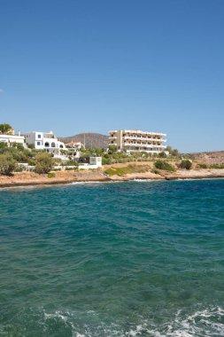 Yunanistan 'ın Keratea kentindeki Daskalio körfezinde deniz manzaralı Panorama