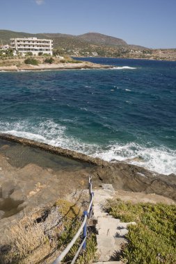 Yunanistan 'ın Keratea kentindeki Daskalio körfezinde deniz manzaralı Panorama
